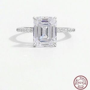 Rectangle Cut Cubic Zirconia 925 Sterling Silver Band